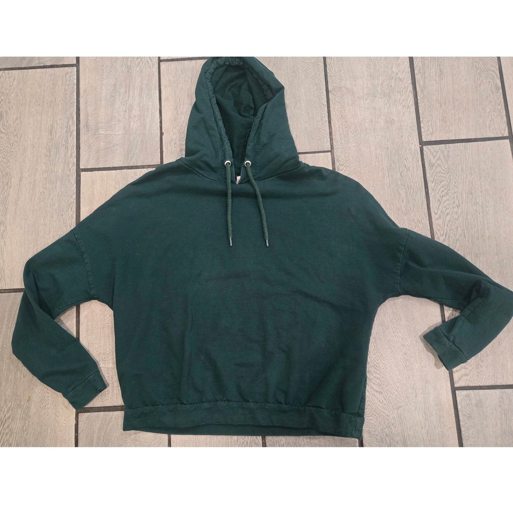 ASOS Forest Green Cropped Hoodie Sweatshirt US 6 Boxy French Terry Pullover